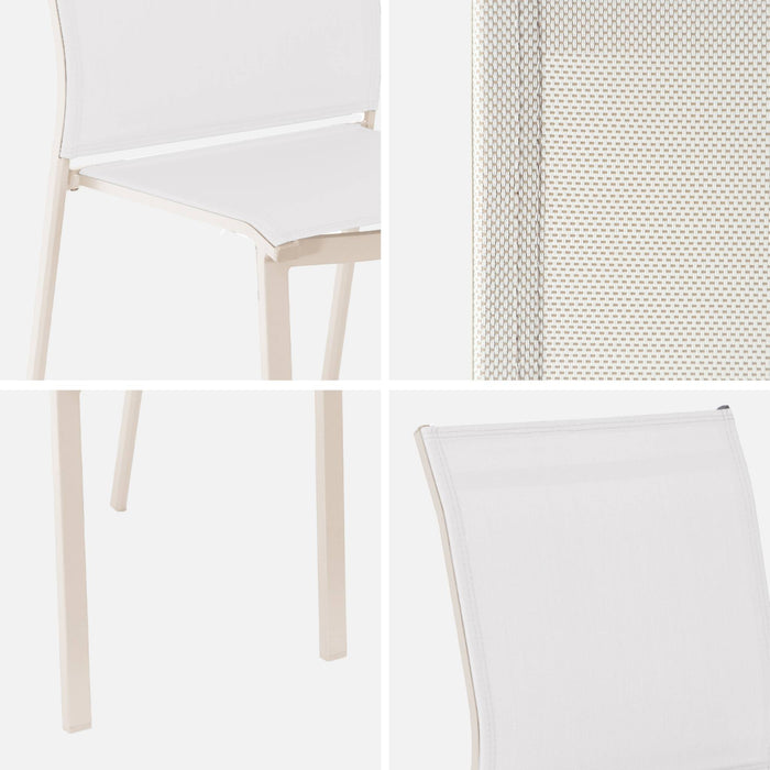 Set di 2 sedie da giardino impilabili in alluminio e textilene, beige