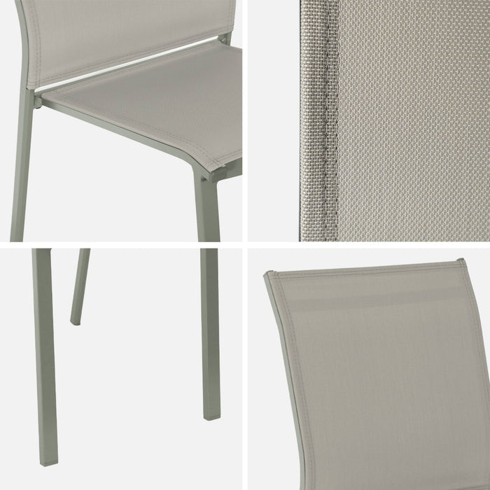 Set di 2 sedie da giardino impilabili in alluminio e textilene, verde