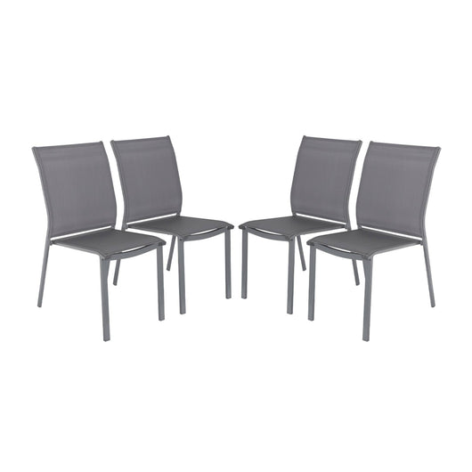 Set di 4 sedie da giardino impilabili in alluminio e textilene,