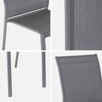 Set di 4 sedie da giardino impilabili in alluminio e textilene,