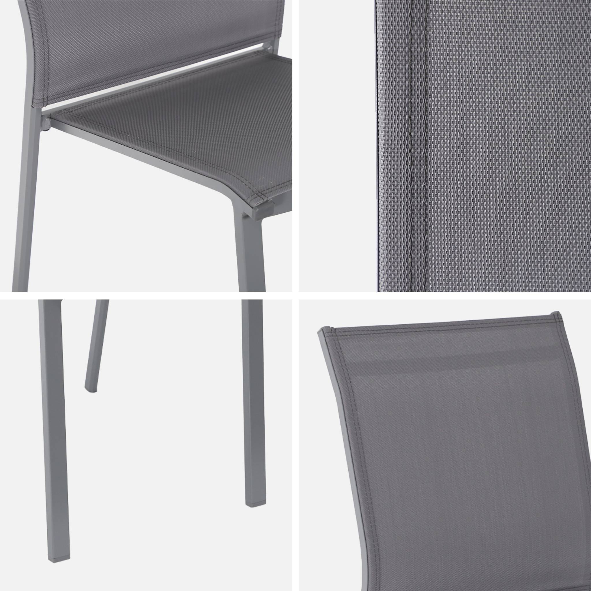 Set di 4 sedie da giardino impilabili in alluminio e textilene,