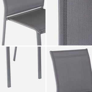 Set di 4 sedie da giardino impilabili in alluminio e textilene,