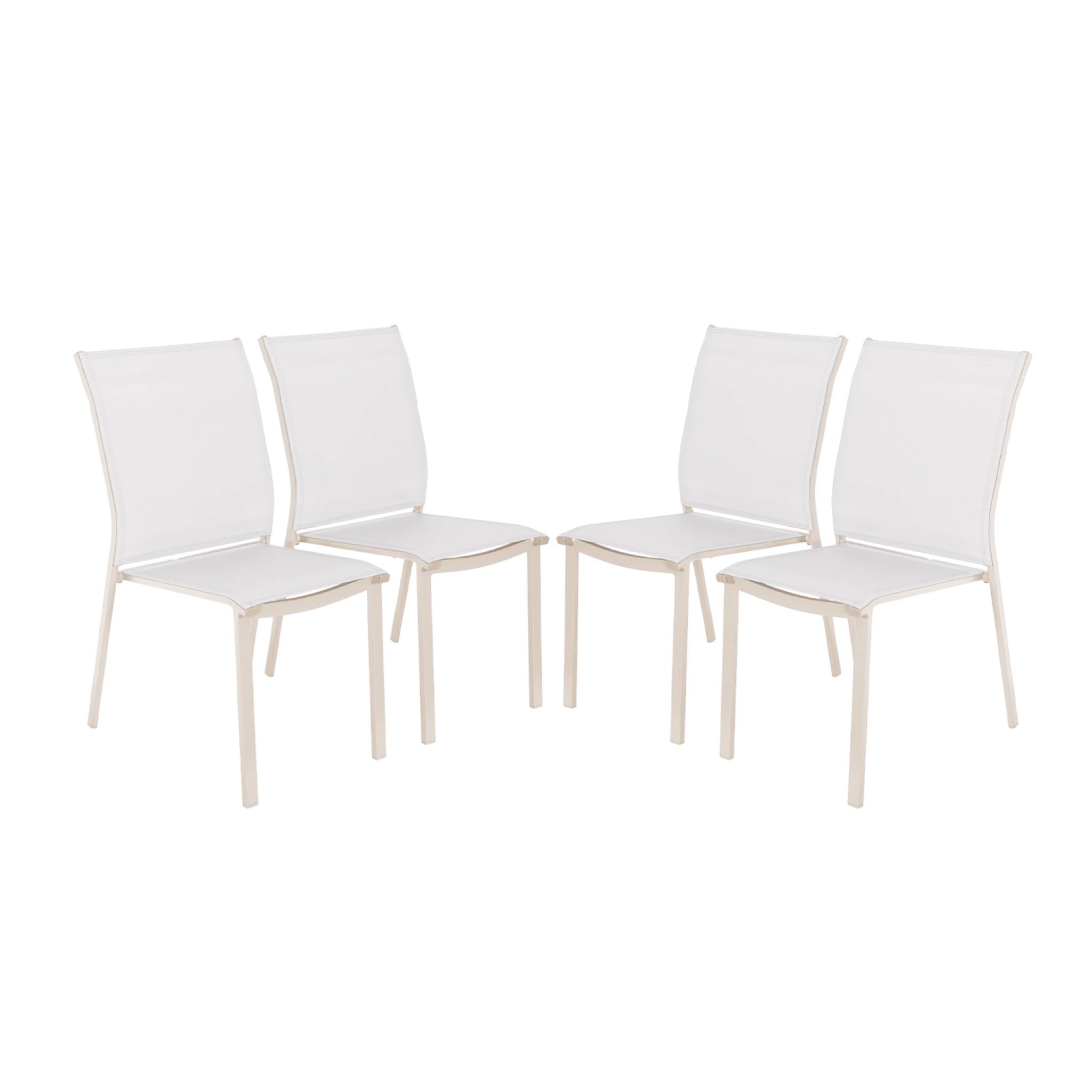Set di 4 sedie da giardino impilabili in alluminio e textilene, beige