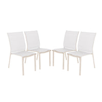 Set di 4 sedie da giardino impilabili in alluminio e textilene, beige