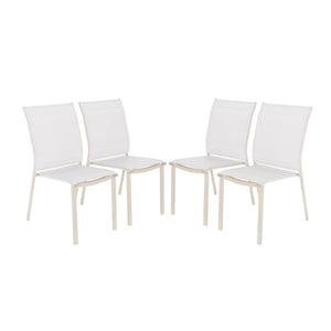 Set di 4 sedie da giardino impilabili in alluminio e textilene, beige