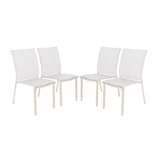 Set di 4 sedie da giardino impilabili in alluminio e textilene, beige