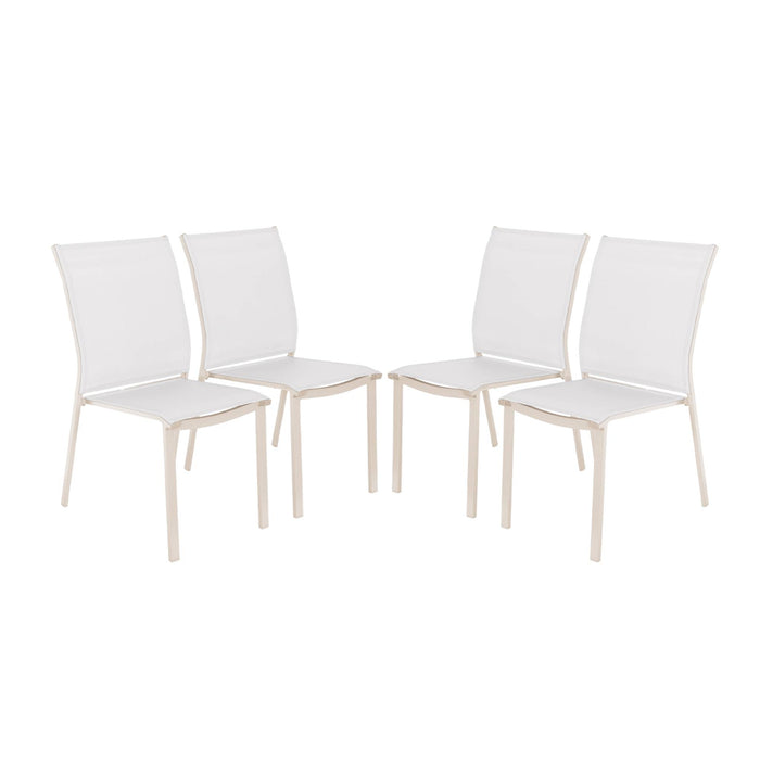 Set di 4 sedie da giardino impilabili in alluminio e textilene, beige