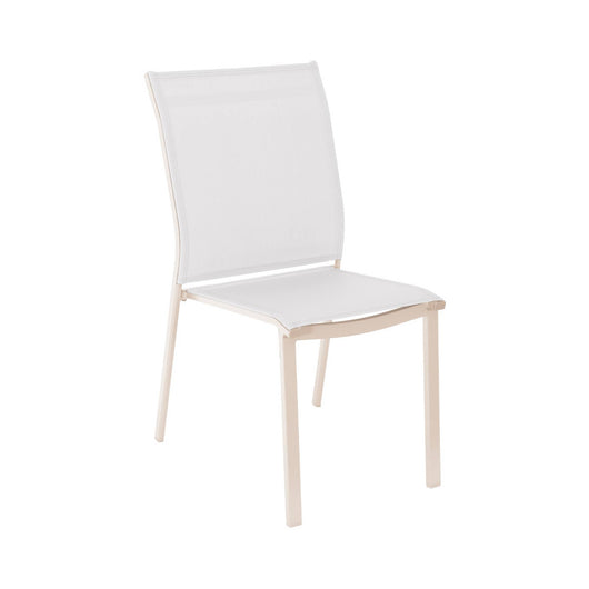 Set di 4 sedie da giardino impilabili in alluminio e textilene, beige