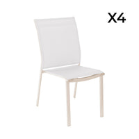 Set di 4 sedie da giardino impilabili in alluminio e textilene, beige