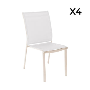 Set di 4 sedie da giardino impilabili in alluminio e textilene, beige