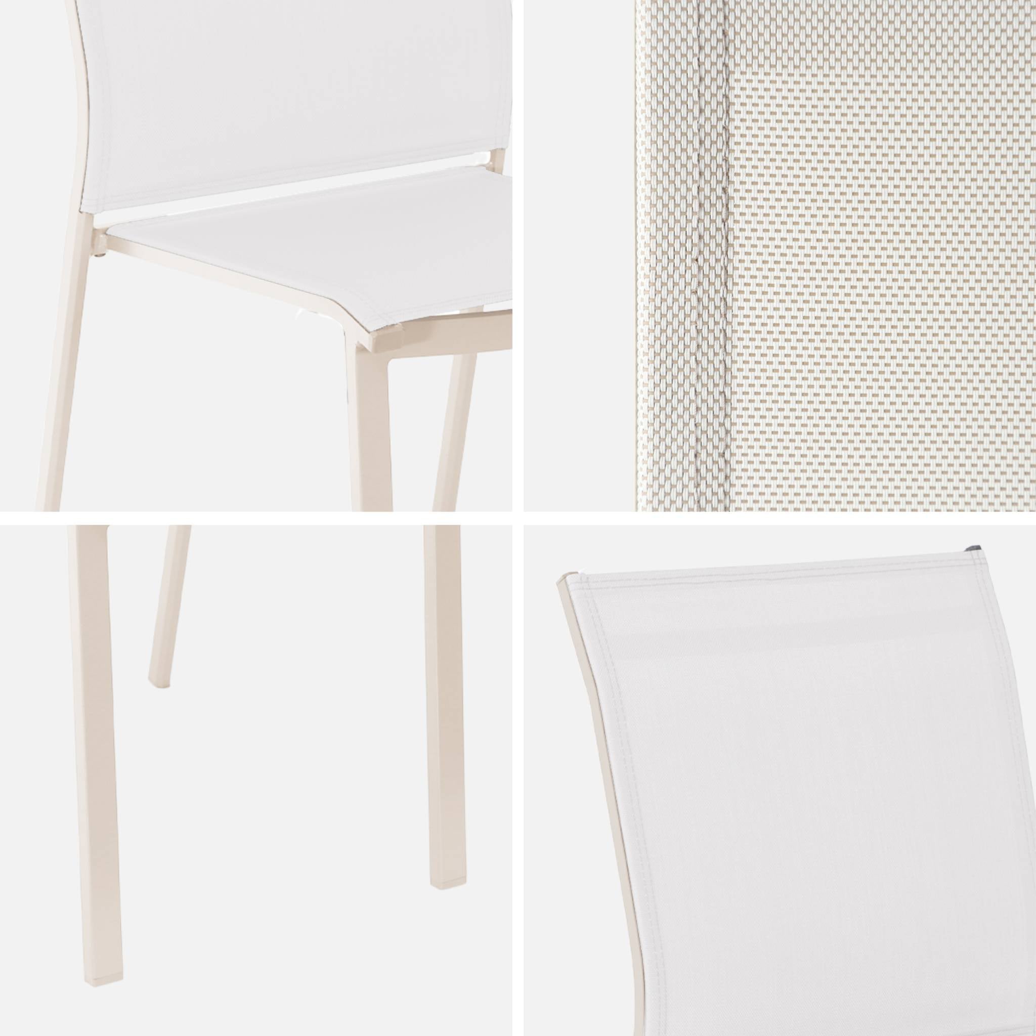Set di 4 sedie da giardino impilabili in alluminio e textilene, beige