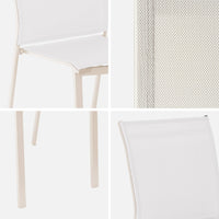Set di 4 sedie da giardino impilabili in alluminio e textilene, beige