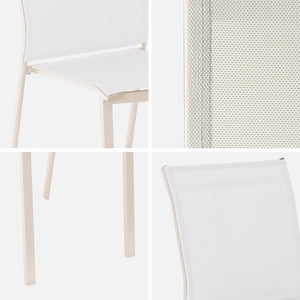 Set di 4 sedie da giardino impilabili in alluminio e textilene, beige