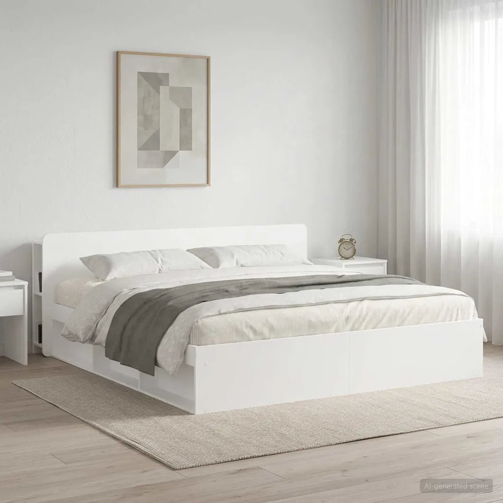 Testata del letto con archiviazione Bianco Legno ingegnerizzato 8001237
