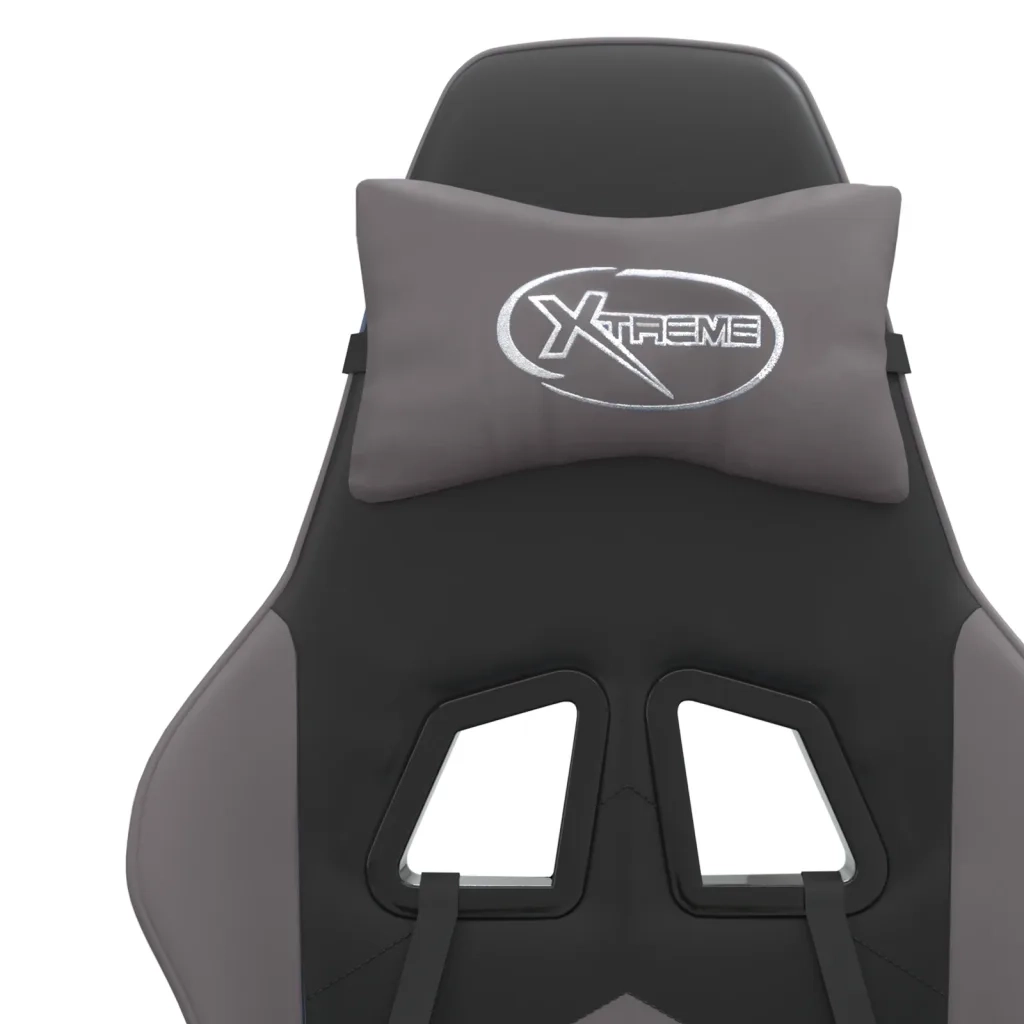 Sedia da Gaming | Sedia da e-sports Girevole Nera e Grigia in Similpelle