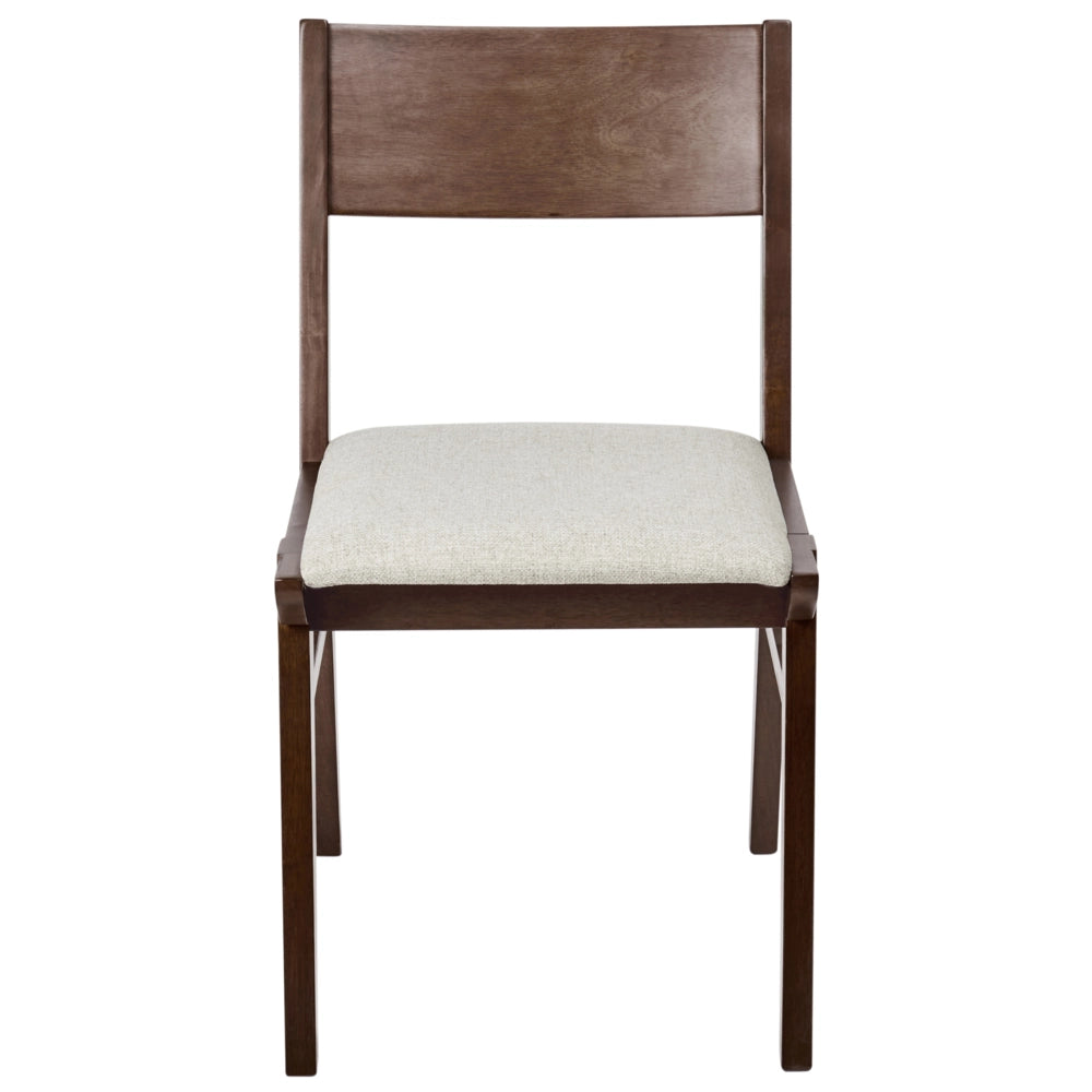 Set di 2 sedie da pranzo in tessuto beige senza braccioli Struttura in legno scuro tradizionali retrò Seduta