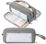 Etui con 3 compartimenti, con grande capacità, per scuola e ufficio.