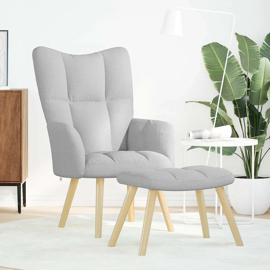 vidaXL Sedia Relax con Poggiapiedi Grigio Nuvola in Tessuto