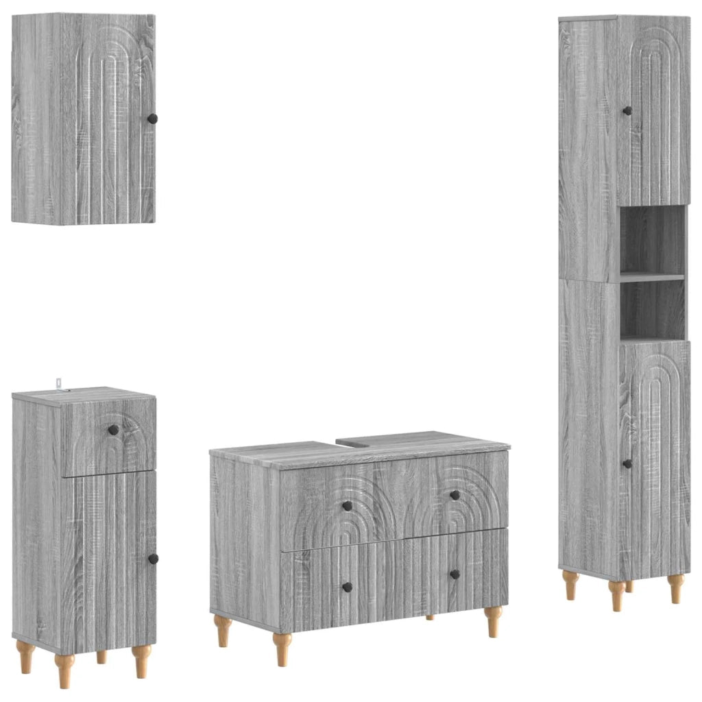 Set di Mobili da Bagno da 4 Pezzi ALKMAAR Sonoma grigio 3417915