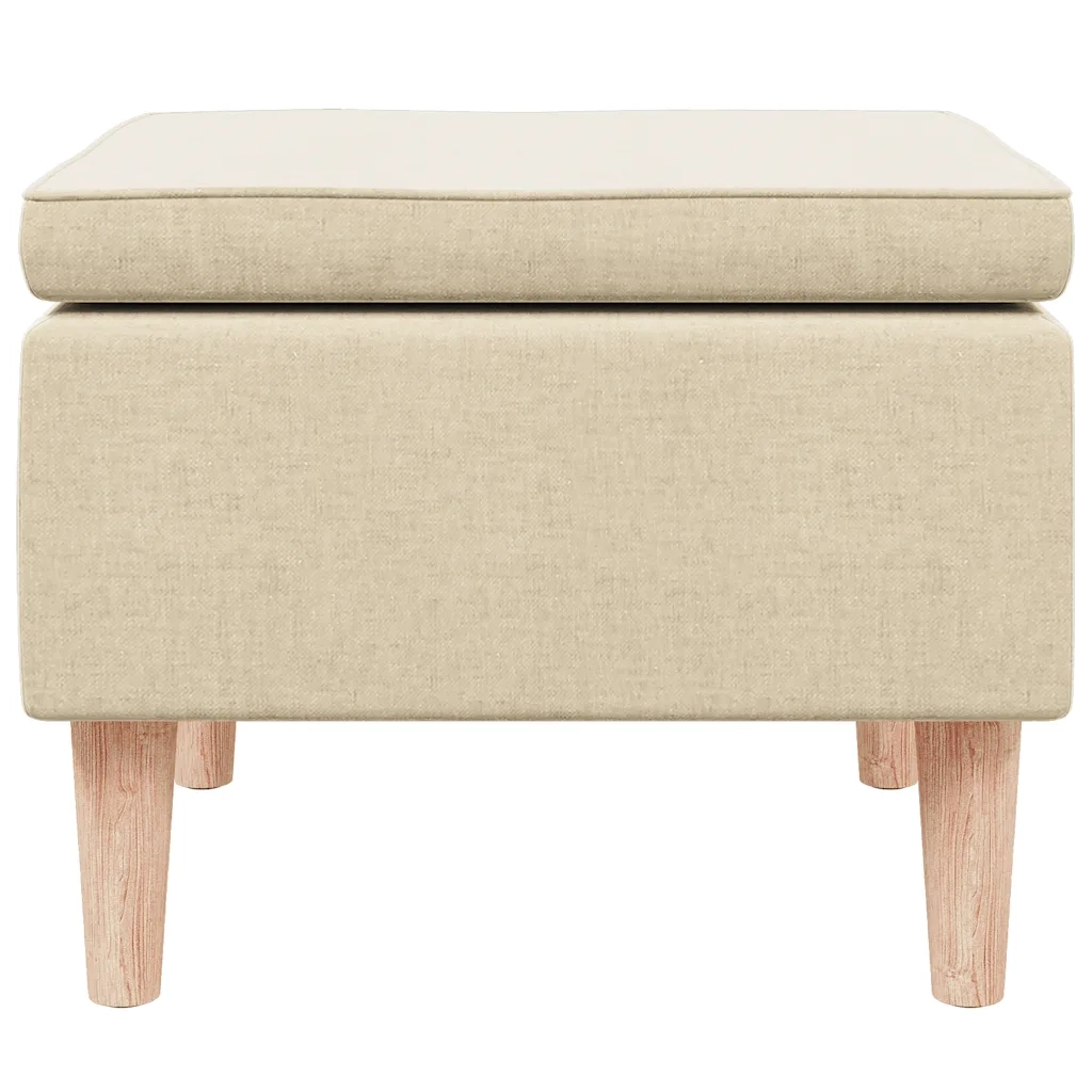 Poggiapiedi con Gambe in Legno Crema in Tessuto cod mxl 43575