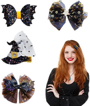 Spille per Capelli Halloween - 4 pezzi - Striscia Nera Lucente - Stivali da Strega - Decorazione per Cosplay - Leggero e Comodo - Accessori per Capelli