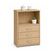 CASSETTIERA IN LEGNO CON TRE CASSETTI E RIPIANO COLORE ROVERE DIMENSIONI 60X40X101 CM