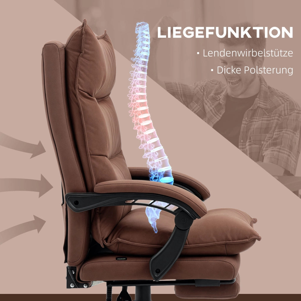 Sedia da ufficio ergonomica con massaggio e riscaldamento ¨C Xylo ¨C Marrone, poggiapiedi regolabile, 120 kg