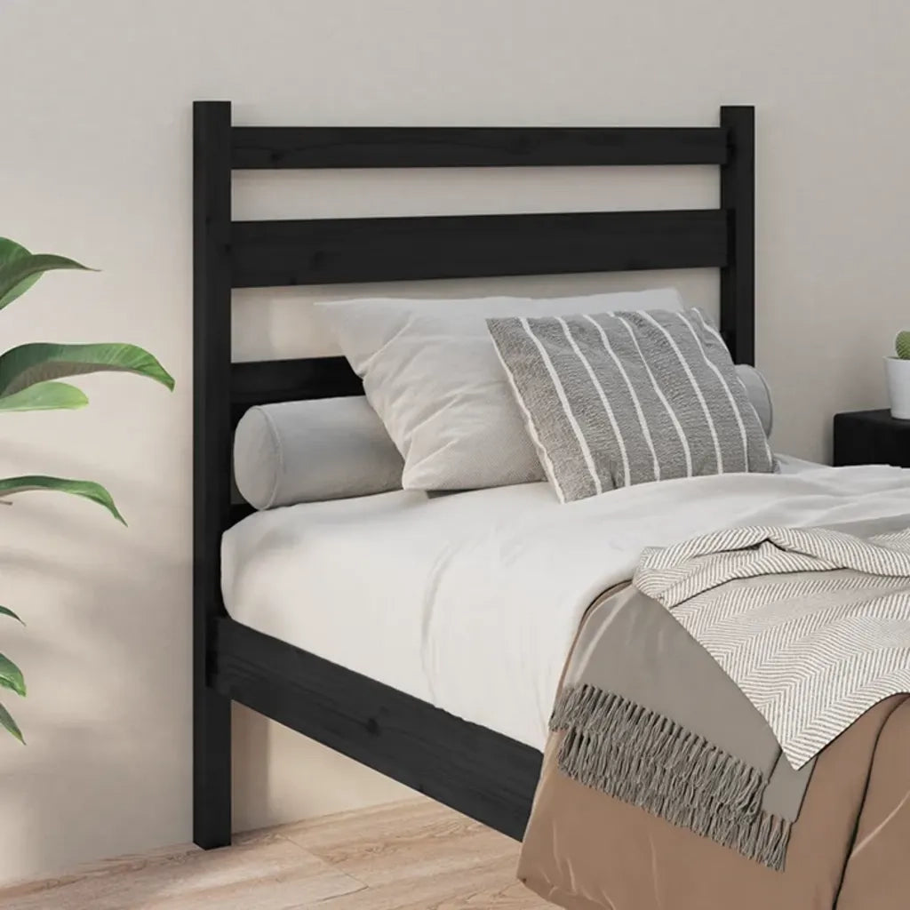 Testiera per Letto Nera 96x4x100 cm in Legno Massello di Pino 818404