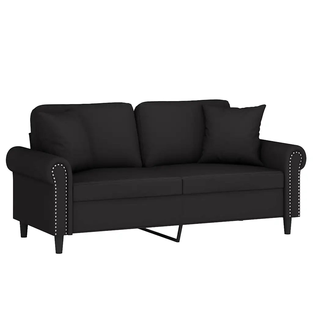 Divano a 2 Posti con Cuscini-Sofa 2 Posti con Cuscini Nero 140 cm in Velluto 993253