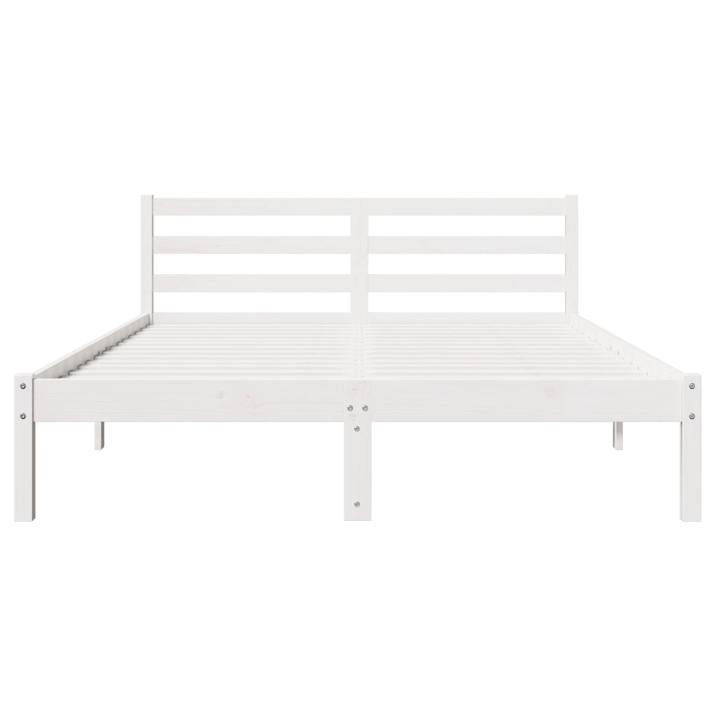 Struttura del letto con testata Bianca 160x220 cm Legno massello di pino