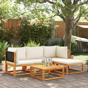 Set di divani da giardino 5 pezzi con cuscini in legno di acacia e rattan