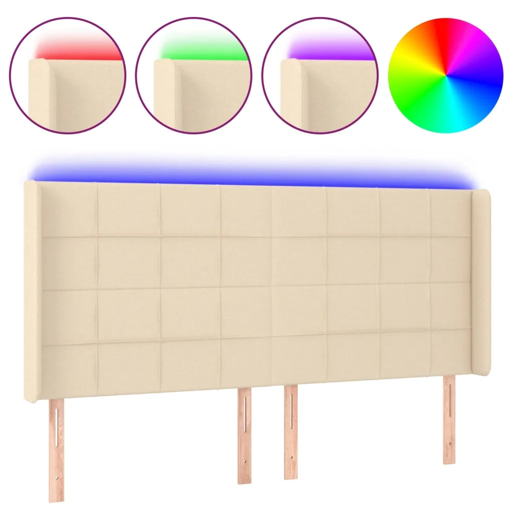 Testiera a LED Crema 163x16x118/128 cm in Tessuto 3124059