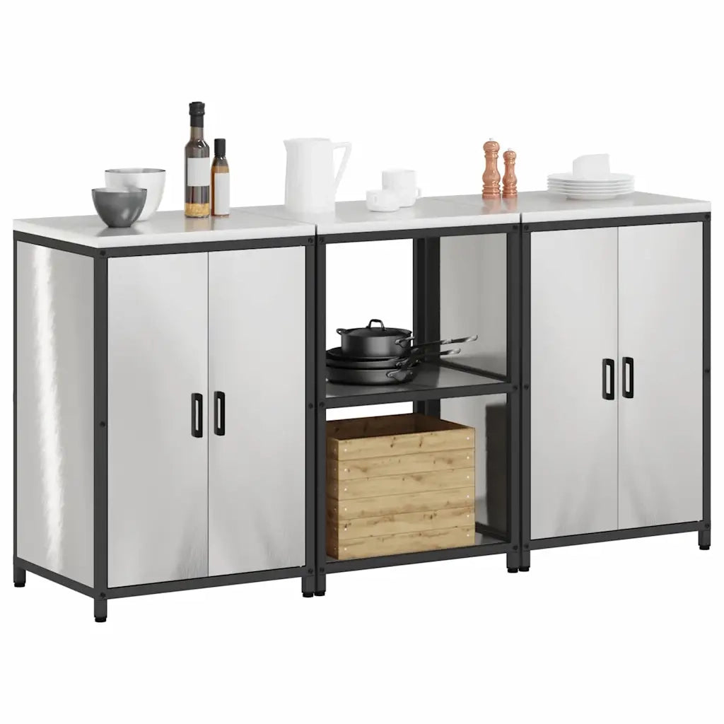 Set di Stoccaggio per Cucina 3 pcs Argento Acciaio inossidabile