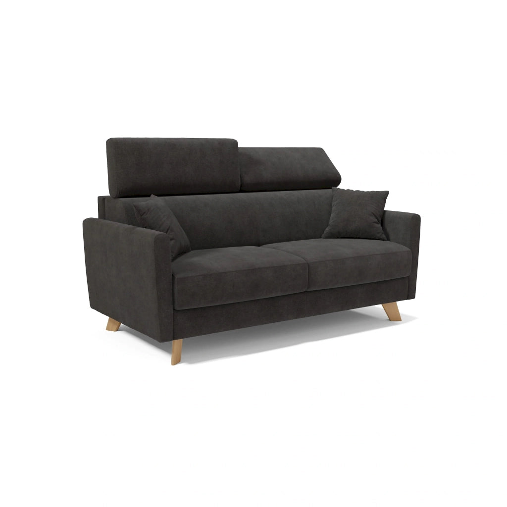 Francy Divano letto matrimoniale con poggiatesta regolabili in tessuto impermeabile e smacchiabile T17 160 cm (mat. 120x197) nero