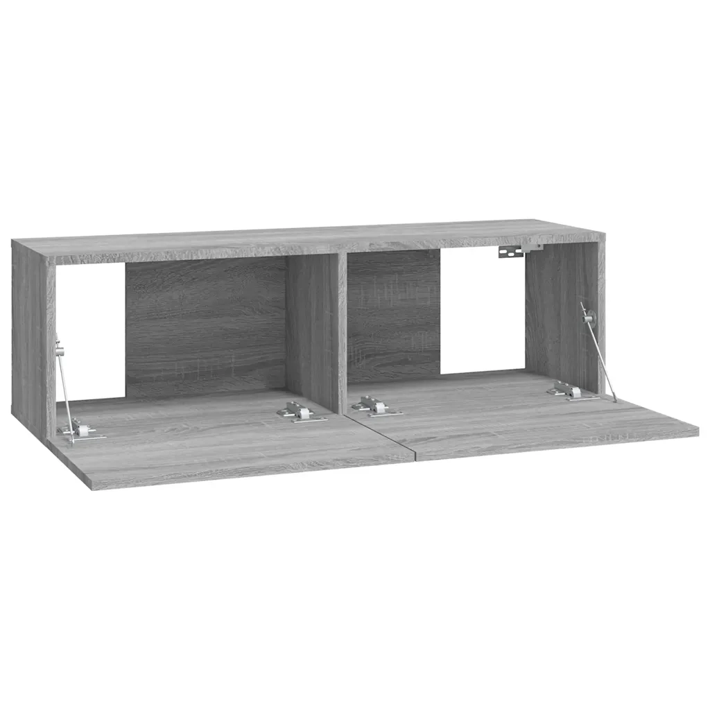Mobili TV Muro 2pz-Set di 2 Credenza per TV sospesa Grigio Sonoma 100x30x30 cm Legno Multistrato