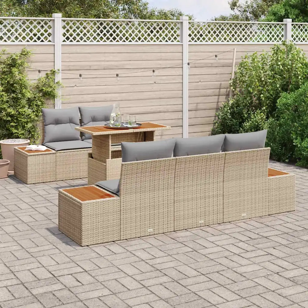 Set Divano da Giardino 6 pcs Beige Poly Rattan 3358764