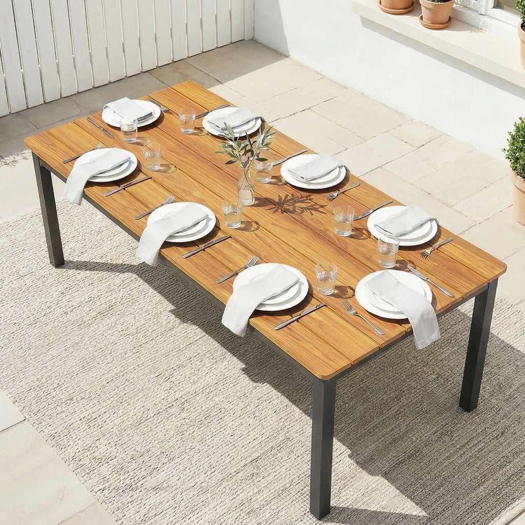 Tavolo da Giardino Rettangolare 180x86x74 cm per 6-8 Persone in Legno di Larice