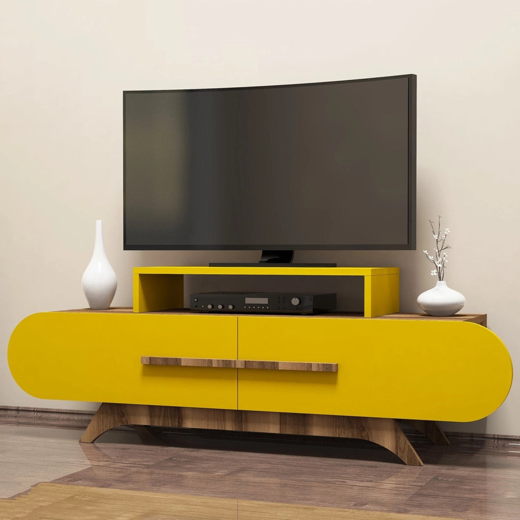 Mobile TV in legno "Rose" - 145 x 36 x 49 cm - Noce giallo