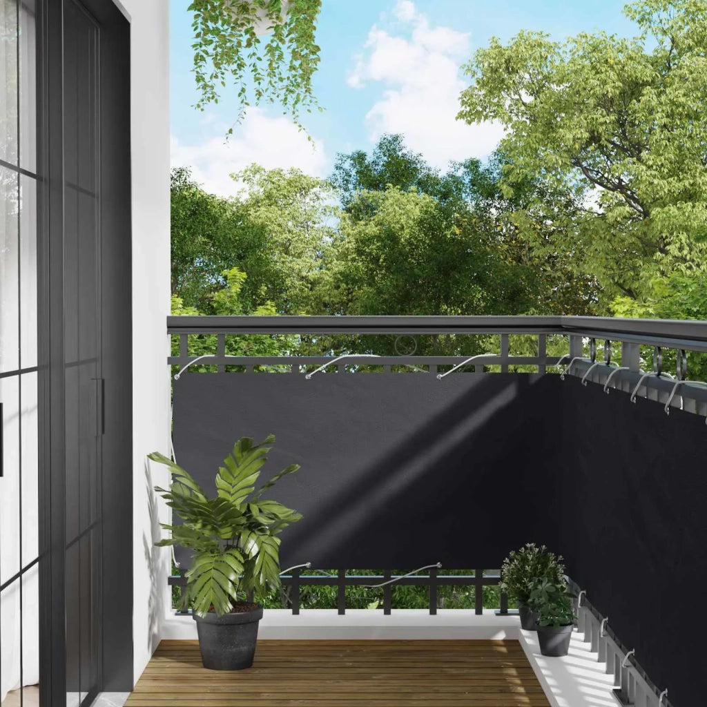 Schermo da balcone Nero 75 x 200 cm Oxford alu rivestito in PU 42030846