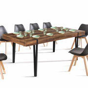 IDMarket - Tavolo da pranzo rettangolare allungabile AUSTRIA 6-10 persone legno nero gamba a spillo 160-200 cm