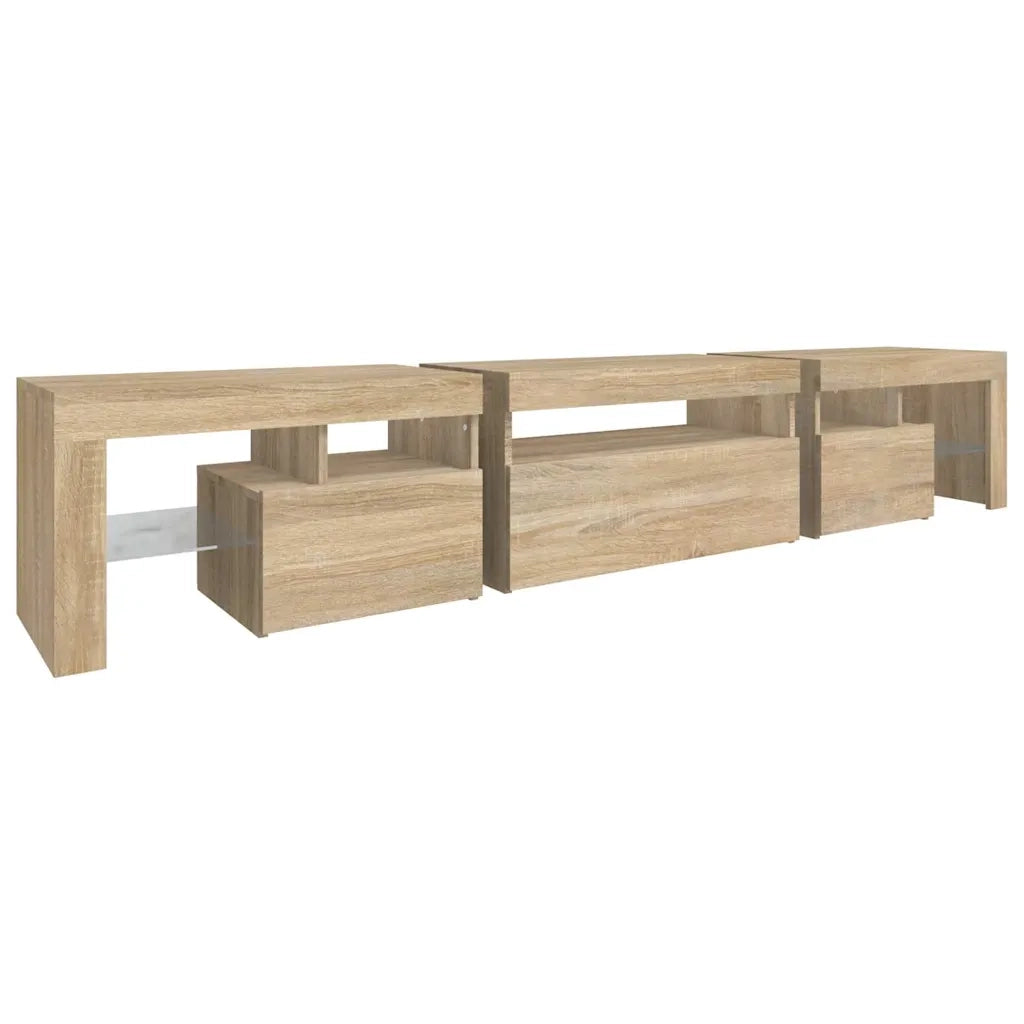 Mobile Porta TV con Luci LED-Credenza per TV Rovere Sonoma 215x36,5x40 cm