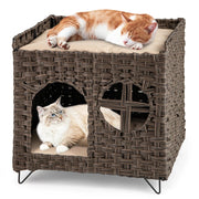 Cuccia pieghevole per gatti 50,5 x 45 x 50 cm comfort ottimale finitura elegante atmosfera accogliente rattan marrone 20_0012631