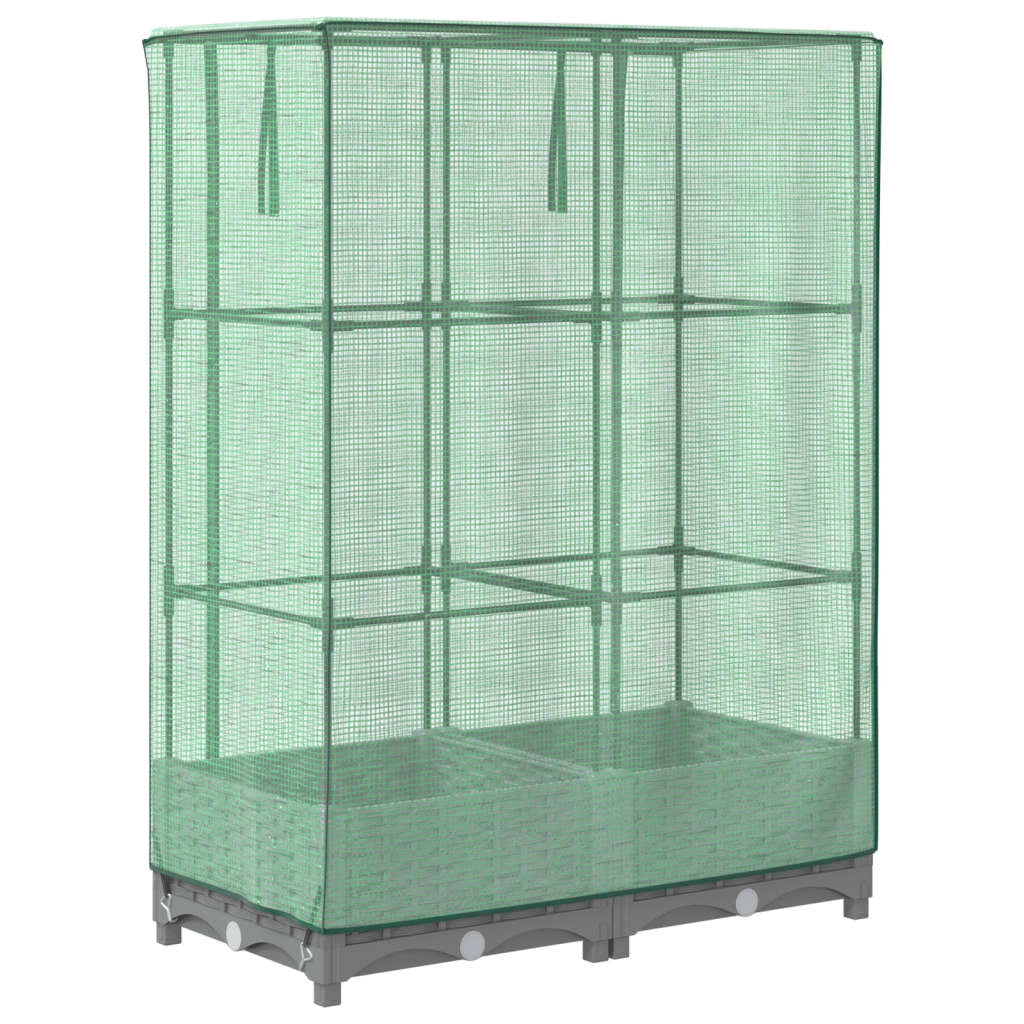 Aiuola rialzata/fioriera con copertura effetto rattan 80 x 40 x 123 cm grigio chiaro 02_0038784