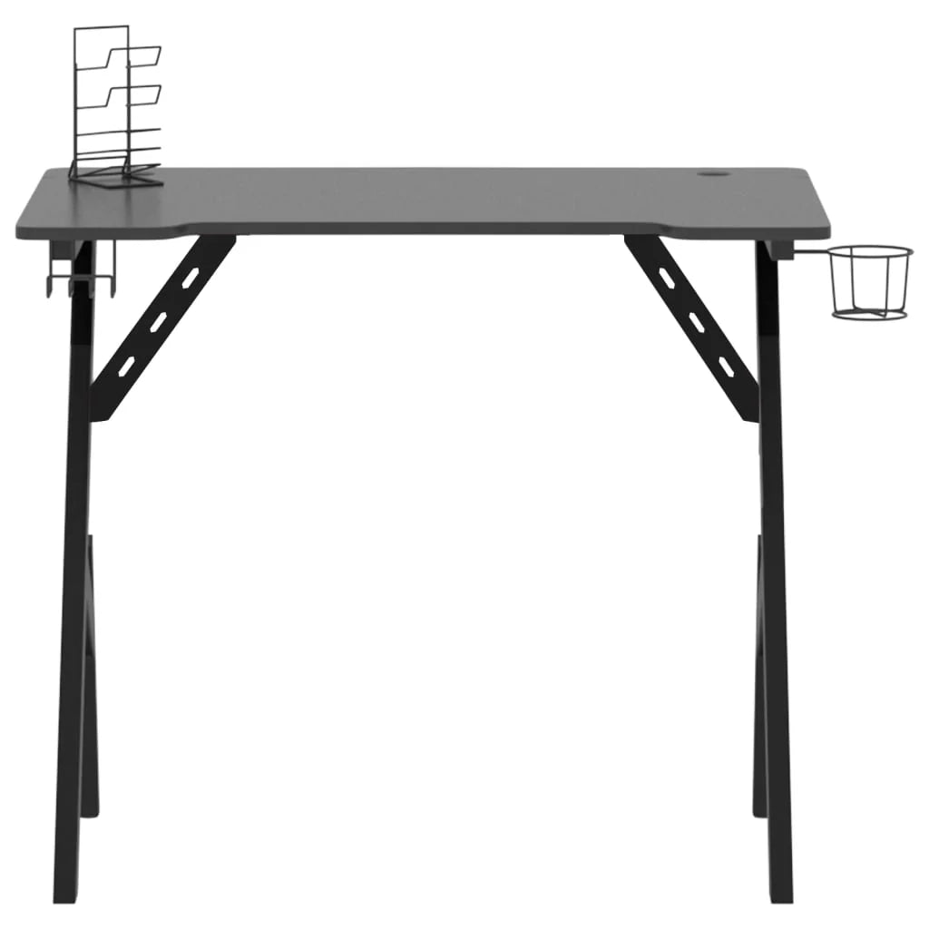Scrivania tavolo postazione di lavoro mobile per computer studio per computer scrivania da gioco con gambe a Y 90 x 60 x 75 cm nero 02_0023772