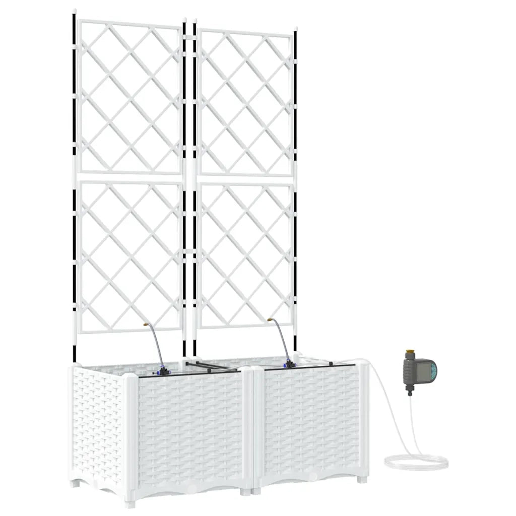 2 pz Fioriere | Cassetta per fiori | Vaso da giardino Bianco 80 x 40 x 142 cm Plastica