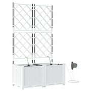 2 pz Fioriere | Cassetta per fiori | Vaso da giardino Bianco 80 x 40 x 142 cm Plastica