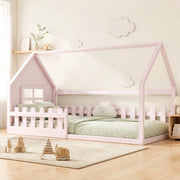 Letto per bambini a forma di casetta 90 x 200 cm, rosa