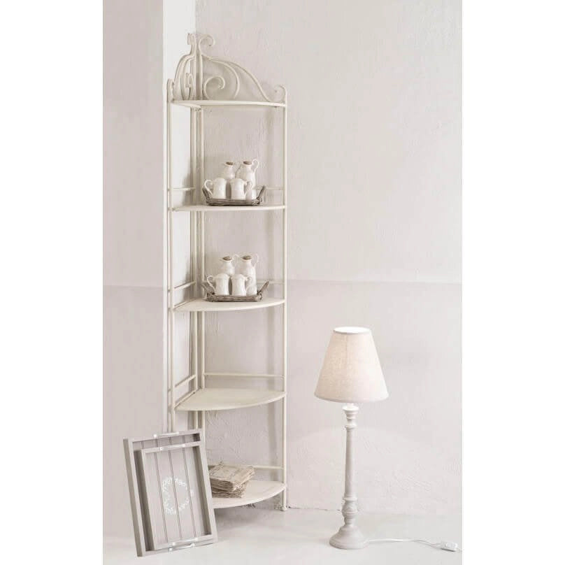 Scaffale 5 piani angolare stile provenzale verniciato in Acciaio cm 50x35x175 - ED