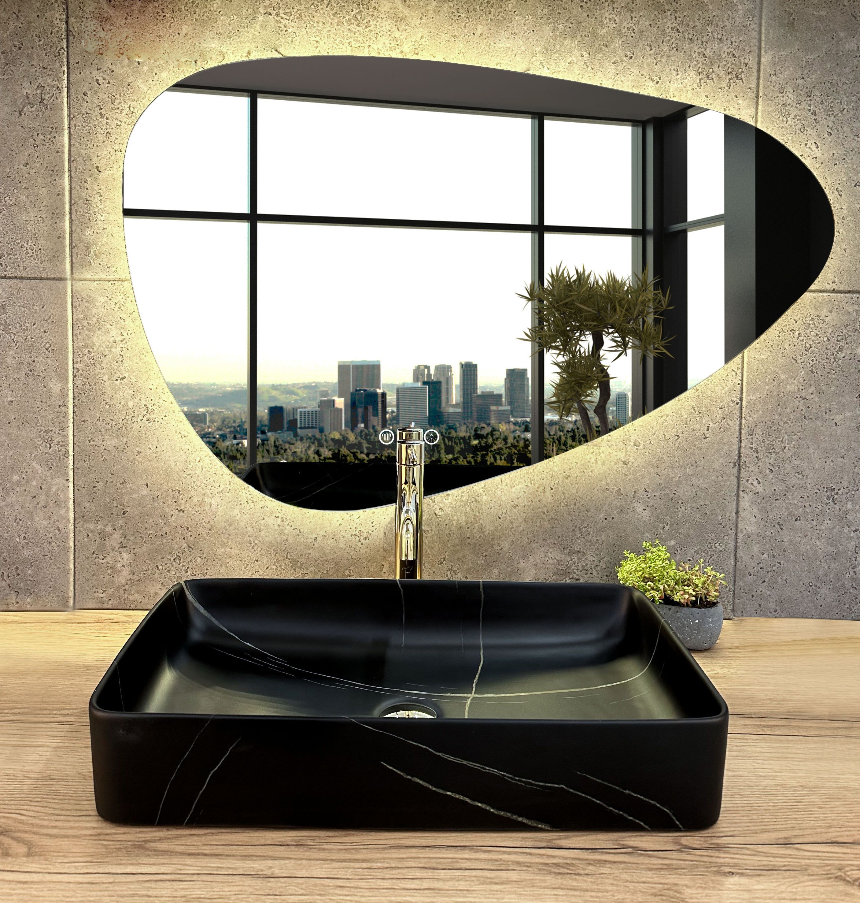 Lavabo Da Appoggio Denis Black Stone Matt