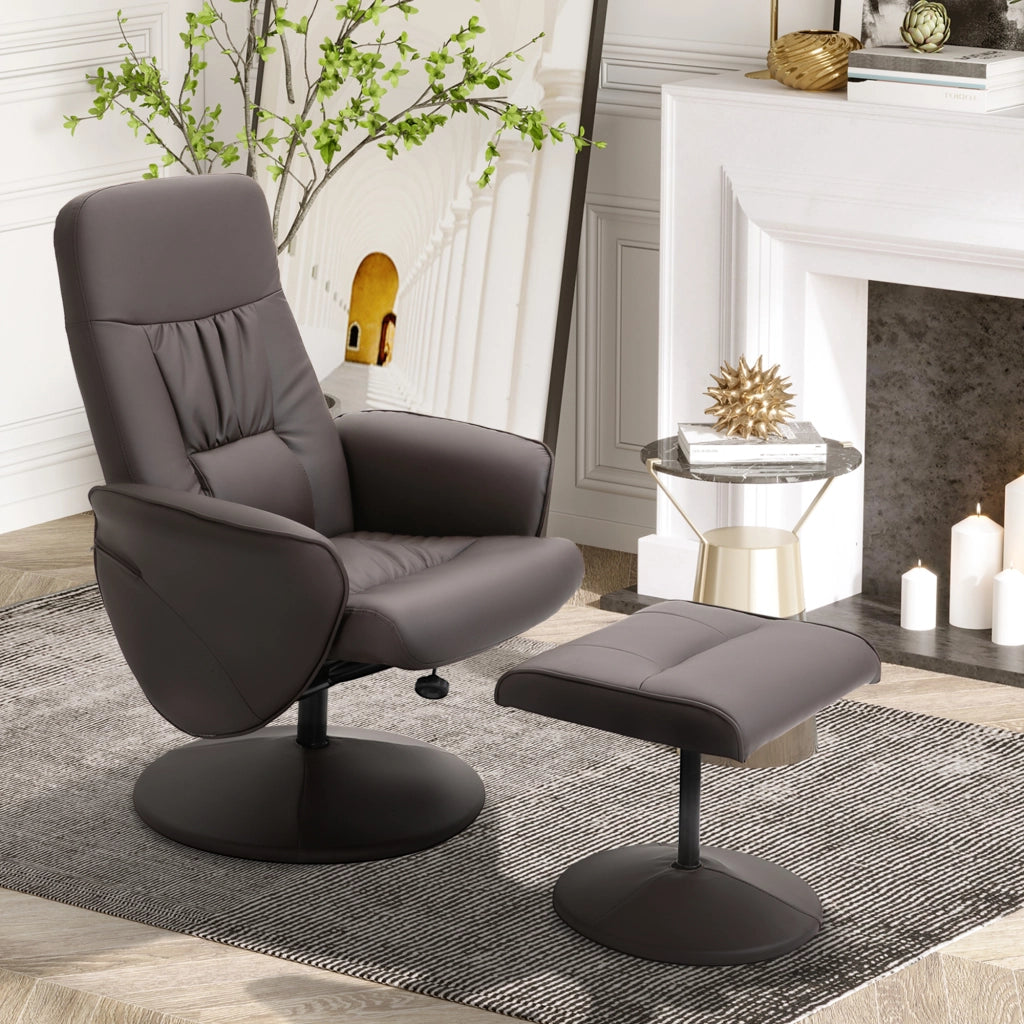 Poltrona Relax con Poggiapiedi ¨C Zephmum ¨C Marrone Tessuto Reclinabile